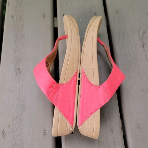 FitFlop Lulu Rosy Coral Flip Flop Thong Slide Wedge Beach Vacation Summer Sandal - Picture 3 of 8